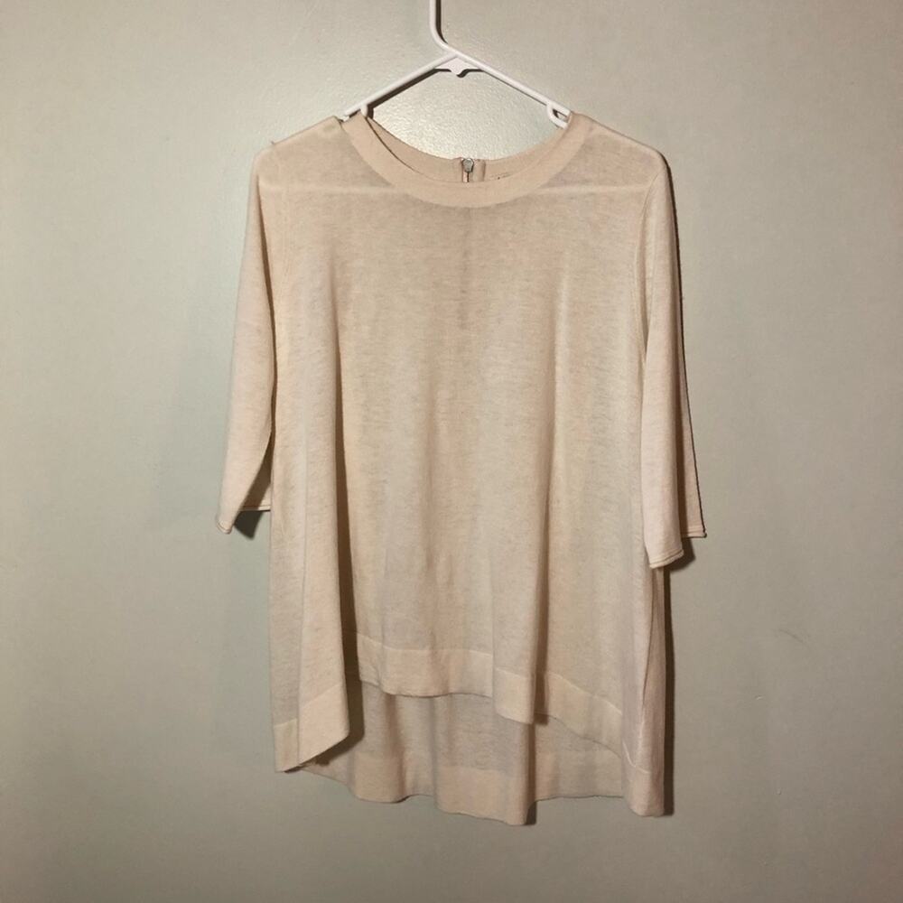 Fjall 100% cashmere cream short sleeve sweater L boxy lagenlook oversized EUC